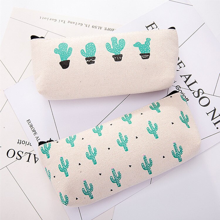 1 Leuke Etui School Etui Grote Cactus Canvas Potlood Gevallen Meisjes Pencilcase School Briefpapier Pensil Case Pen Box