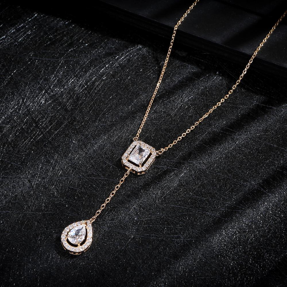 Trendy Bruiloft Ketting Oorbellen Voor Vrouwen Accessoires Volledige Zirconia Bruids Sieraden Sets pendientes mujer moda D1308