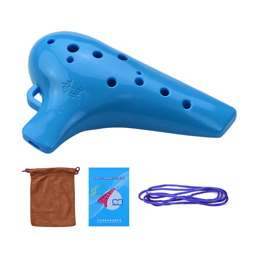 QMT-4 Alto C 12 agujeros Ocarina ABS Material Ocarinas instrumento de viento con puntuación de música y bolsa protectora para para principiantes
