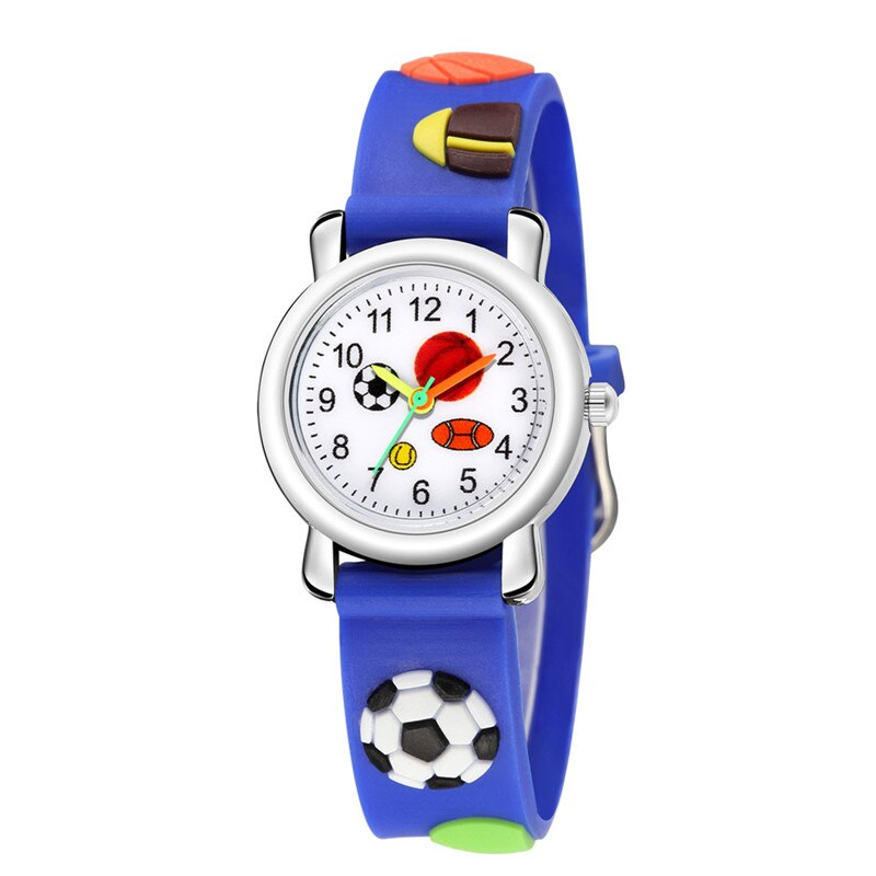 Kinderen Horloges 3D Relief Trend Mode Sport Kinderen Voetbal Patroon Quartz Horloge Voor Kerst Kinderen Dag: Blue 