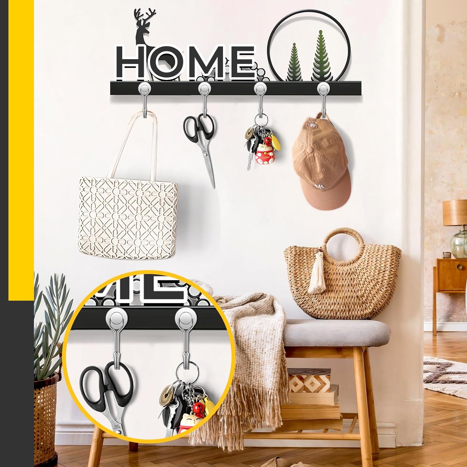 Magnetic Hooks Heavy Duty Magnets Hook 30LB Strong Neodymium Magnet with Swivel Hooks for Home Kitchen Refrigerator Wreath Keys