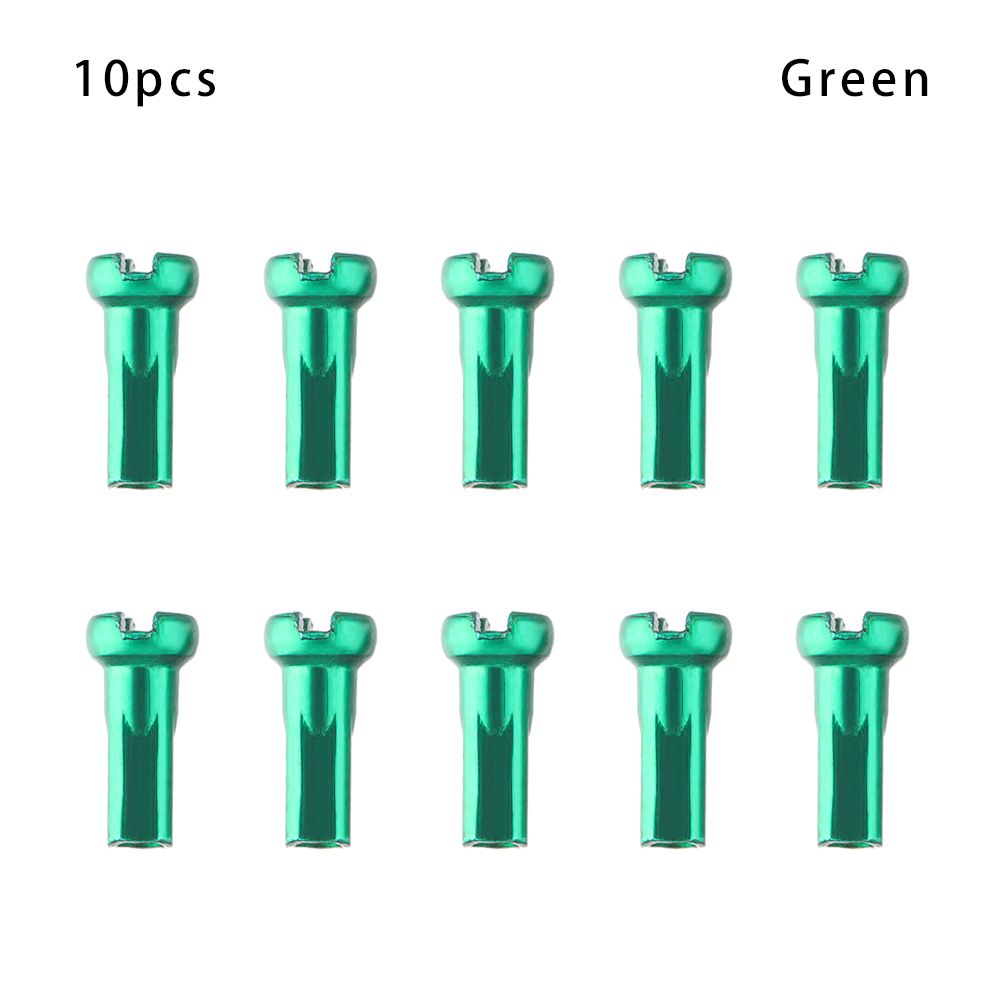 10/20/50pcs MTB Bike Wheel Spoke Nipples 14mm Mountain Bike Cycling Spokes Nipples For Bicycle Wheel Accessories: Green-10pcs