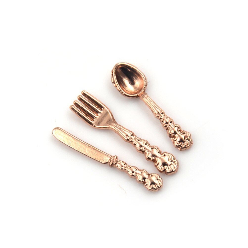 1Set 1:12 Fork Knife Soup Spoon Tableware Simulation Dollhouse Miniature Accessories Kitchen Food Furniture Toys