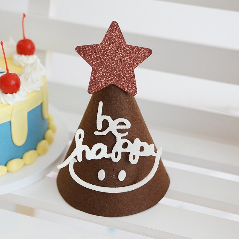 Chapeau d'anniversaire pour enfants, joli chapeau avec nœud en feutre, pour bébé de 100 jours, décoration de fête, accessoires Photo: 10