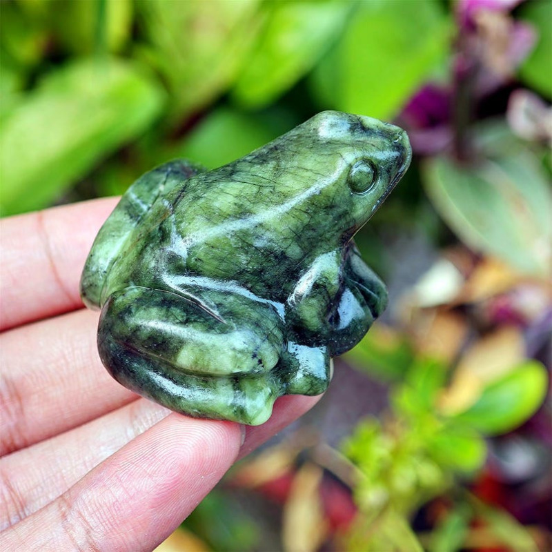 Rana de jade verde mezcla Natural, animal de cuarzo, rana de cristal, decoración del hogar, espécimen Mineral, de cristal, curación Reiki, 1 ud.