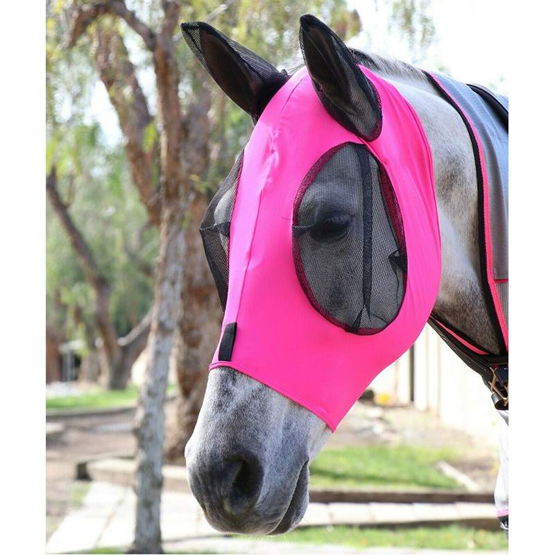 Paard Fly Masker Met Oor Bob Oog Blauw Roze Zwart Kleur Elastische 83-125Cm Verstelbare Anti-Muggen neus Uv Muggen Zon Protectiv: pink