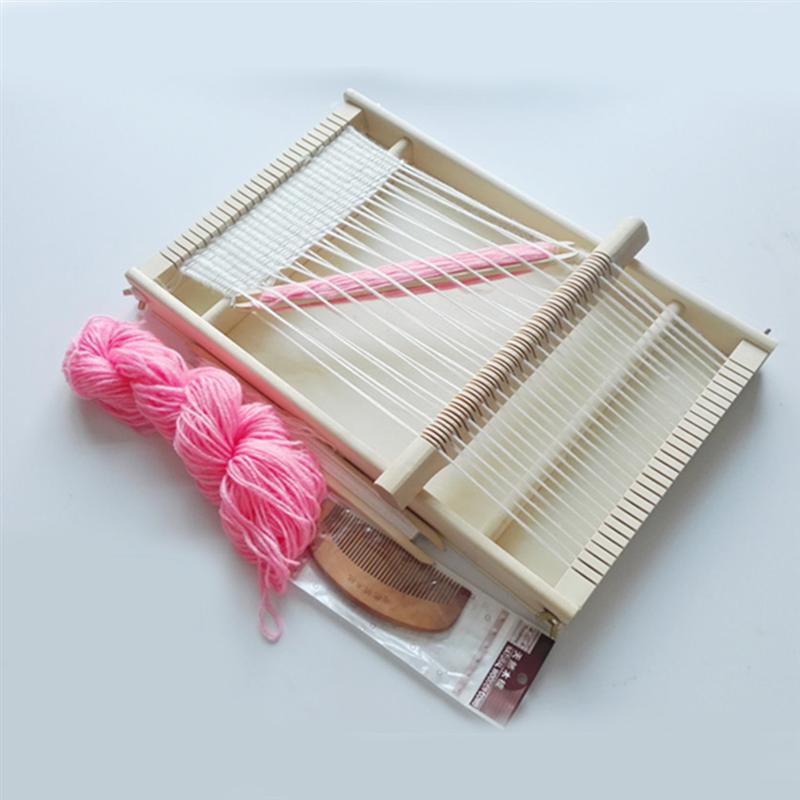 Hout Diy Hand Breien Houten Weefgetouw Speelgoed Kinderen Weven Machine Intellectuele Ontwikkeling Weefgetouw Speelgoed (Willekeurige Kleur Van Wol)