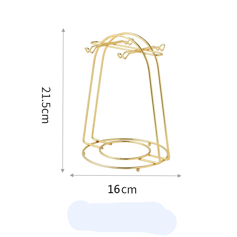 Étagère de rangement pour tasses de café et plats style européen, étagère suspendue noire, en fer, avec fleurs et tasses de thé: gold(Hold 4 cups)