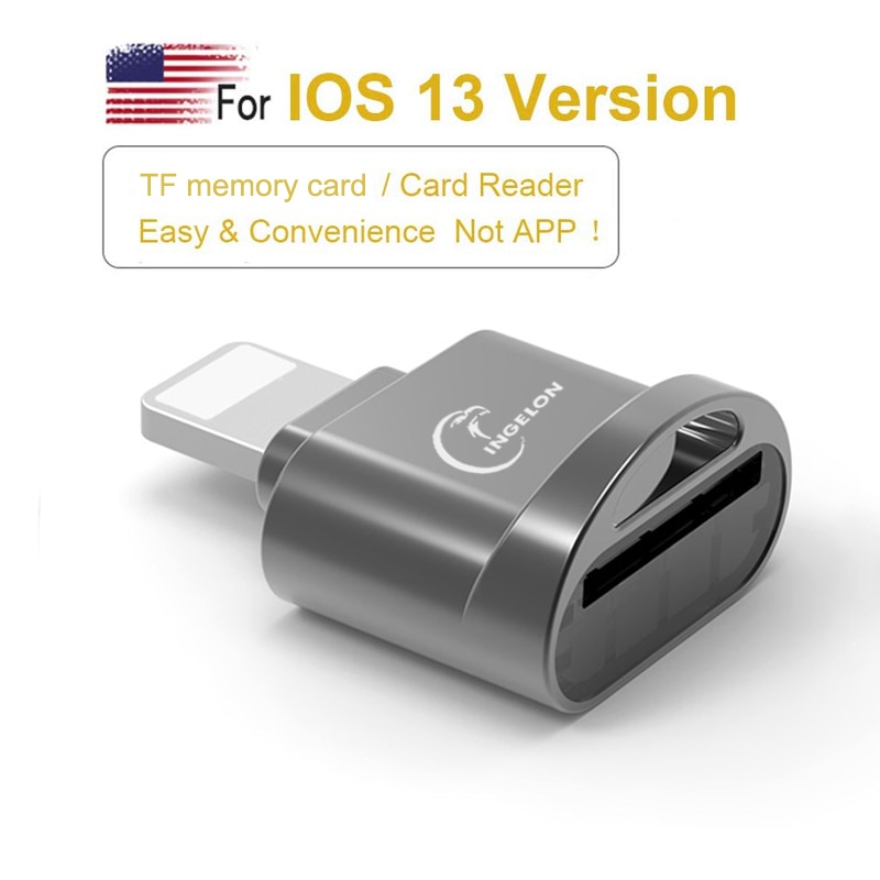 INGELON para Apple OTG adaptador Lightning teléfono móvil tableta a TF/tarjeta Micro SD 3,0 mini lector de tarjeta de metal iphone 7 8 adaptador