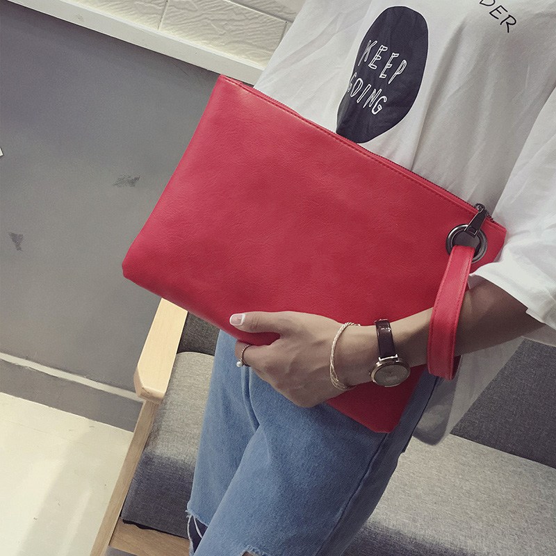 Solid Vrouwen Clutch Bag Leer Vrouwen Envelop Tas Clutch Bag Vrouwelijke Koppelingen Handtas Onmiddellijk: Rood