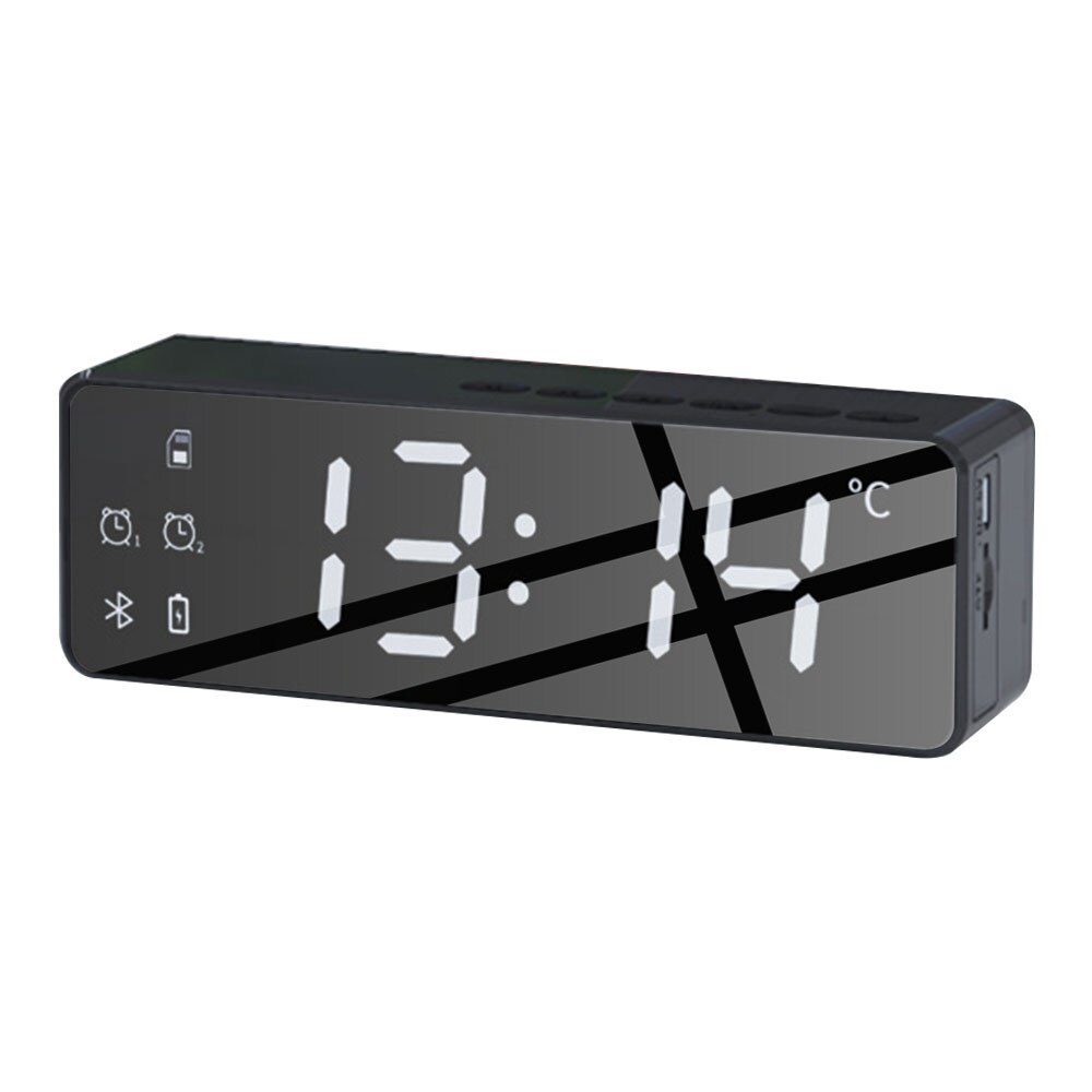 Wireless Bluetooth Speaker FM Radio Sound Box Desktop Alarm Clock Subwoofer Music Player TF Card Bass Speaker Boom For Xiaomi: Black