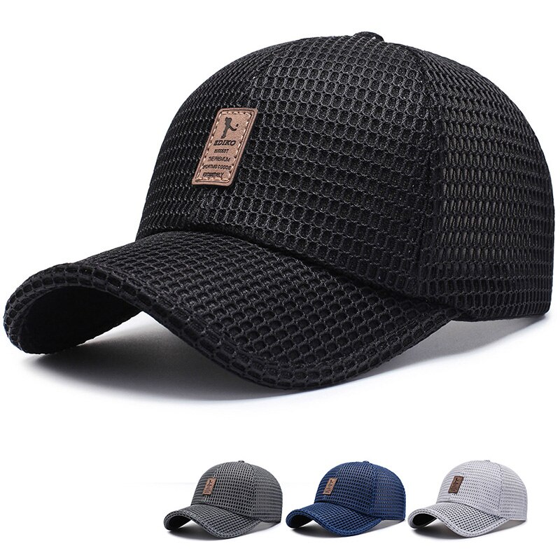 Adult Unisex Mesh Baseball Caps Adjustable Cotton Breathable Comfortable Sunshade Sun Hat Snapback Caps Gorras: Black