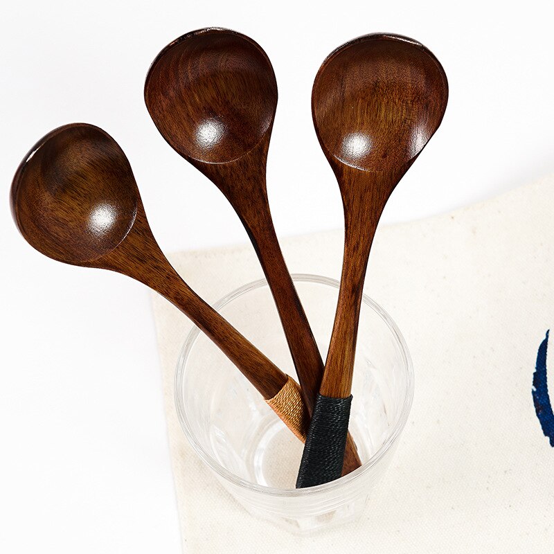1pc Long Spoons Wooden Japanese/Korean Style 27x5cm Natural Wood Long Handle Round Spoons for Soup Cooking Mixing Stirr