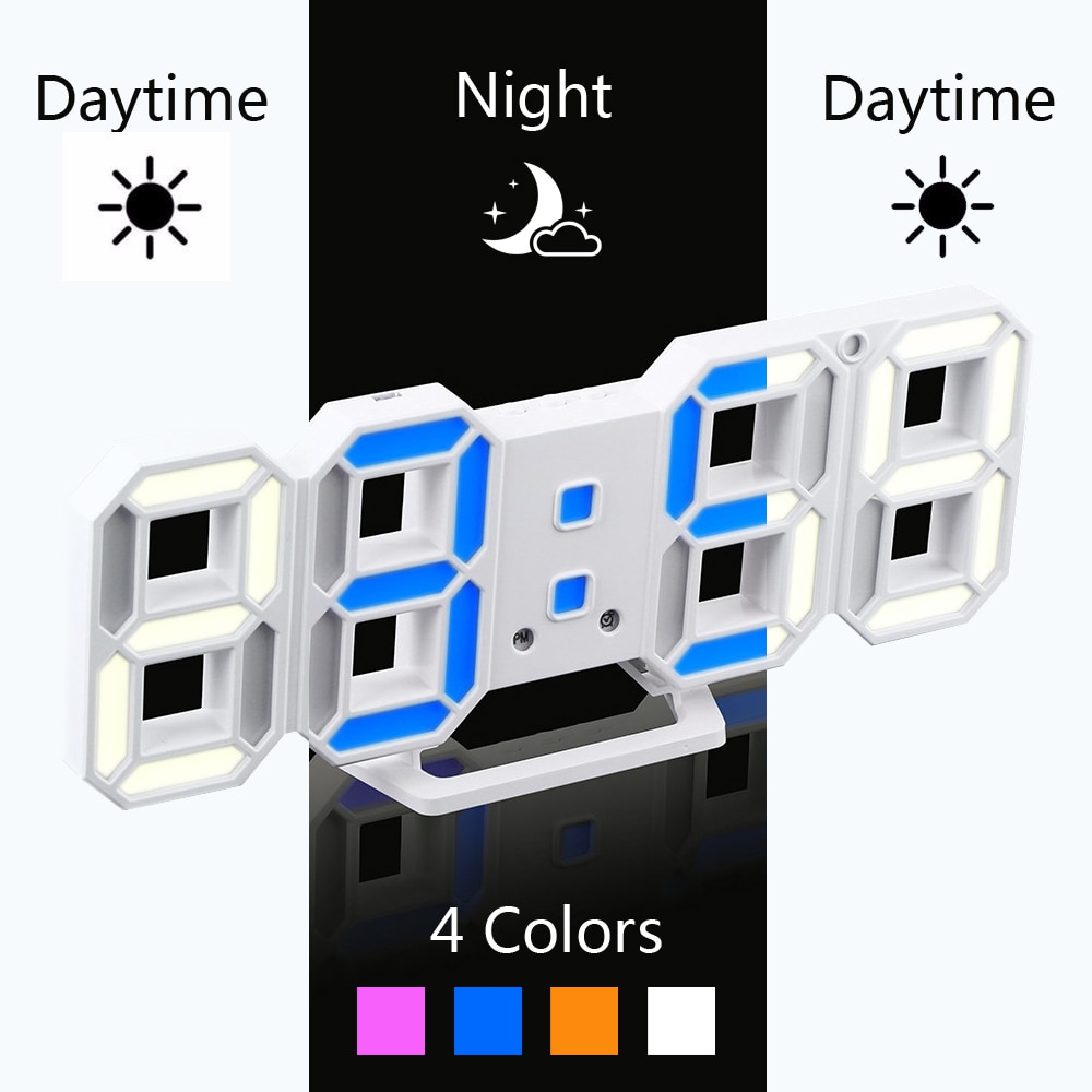 Newest Color Changeable LED Wall Clock 3D Modern Digital Desktop Alarm Clock Home Living Room Office Table Desk Night Light