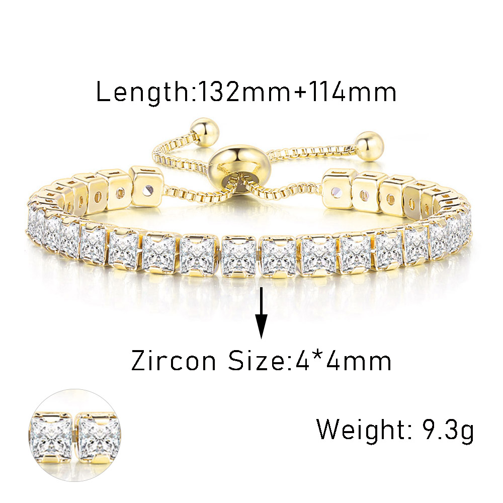 Verstelbare Pleinen 3/4Mm Aaa + Cz Tennis Armbanden Voor Vrouwen Shiny Crystal Korte Ketting Op Hand Sexy accessoires Mode-sieraden: Licht Geel Goud Kleur