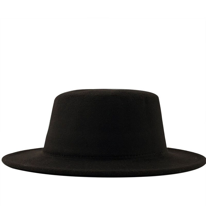 Enkle kvinder uldfilt hatte hvid brede kant fedoras til bryllupsfest kirke hatte svinekød fedora hat floppy derby triby hatte: Kaffe