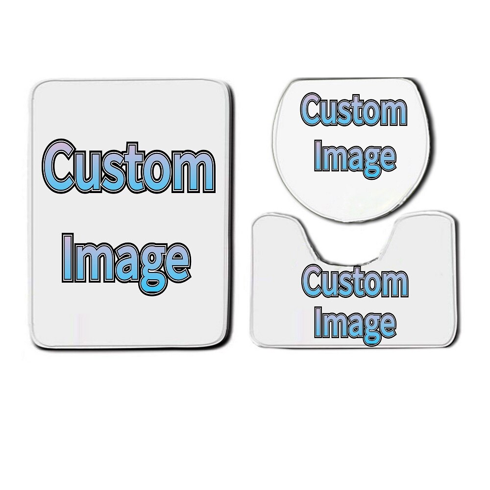 Custom 3 Piece Bathroom Set Anti Slip Bath Carpet Mat Toilet Lid Cover Bathroom Decor