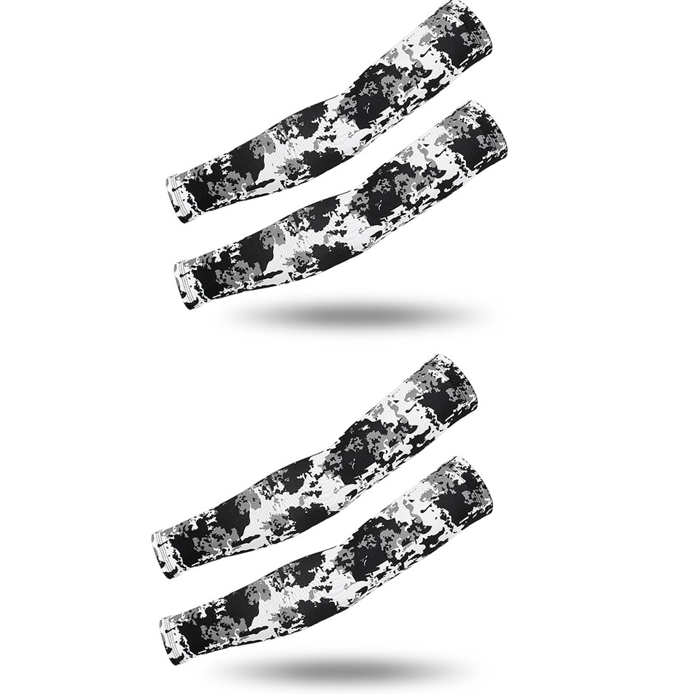2 Pairs Zomer Arm Mouwen Camouflage Patroon Arm Warmers Mouwen Elastische Uv Zon Bescherming Lange Vingerloze Handschoenen Arm Mouwen