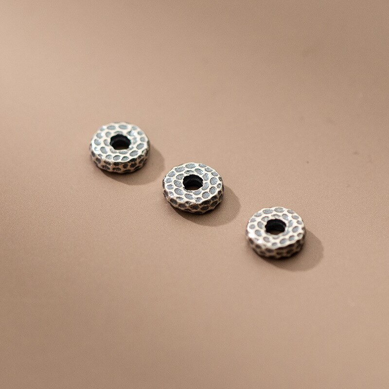 2pcs 925 Sterling Silver Craftwork Matte Flat Round Bead Spacers Dia 5 6 7 8mm Handmade Beading Spacer Separation DIY Jewelry