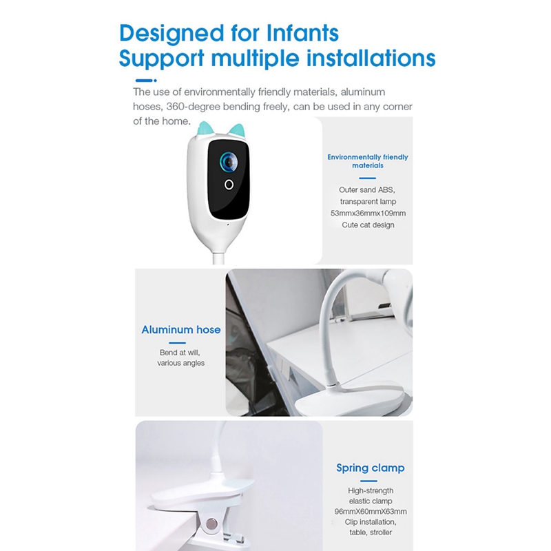 Smart Baby Monitor Camera with HD Video Audio Cry Detection Motion Detection 2-Way Voice Appease Baby