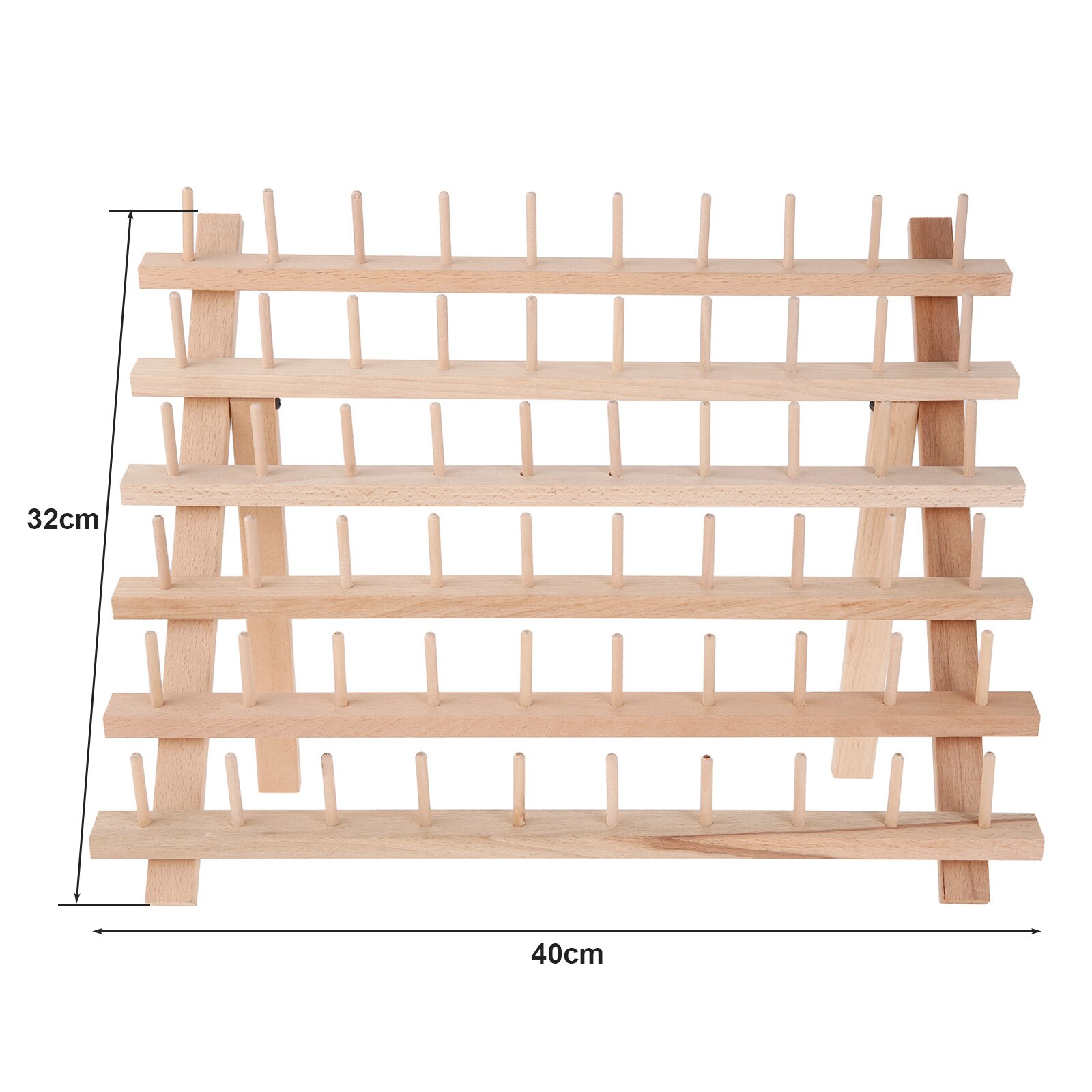 Estante de madera plegable para costura, carretes de hilo con 60 estante de almacenamiento, organizador de montaje en pared, 40x32cm, 1 unidad