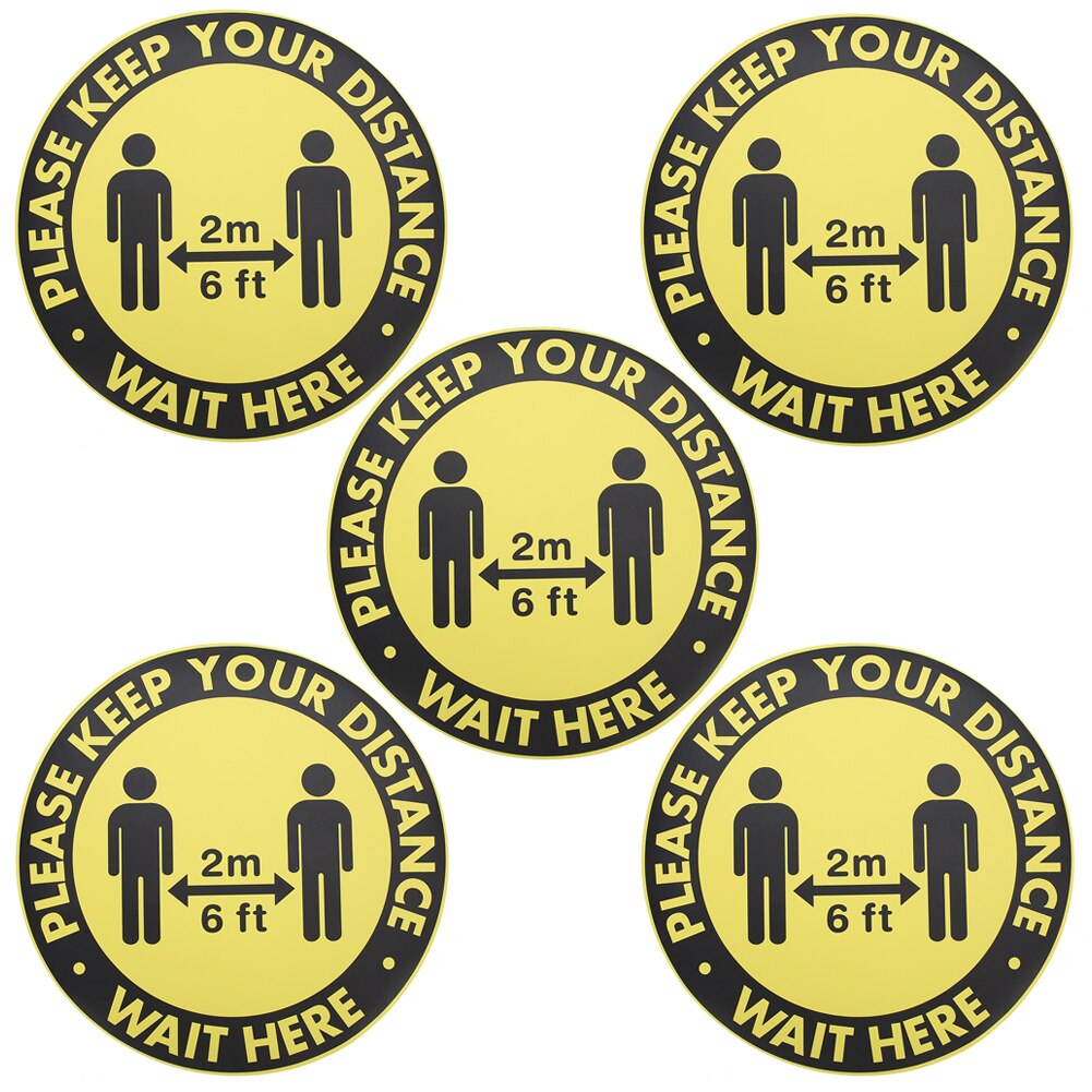 5pcs/Bag Floor Sticker Anti-Slip Safety Warning Distance Sign Floor Decal Non-Toxic PVC Stickers For Store Tile Sticker 30x30cm: G002