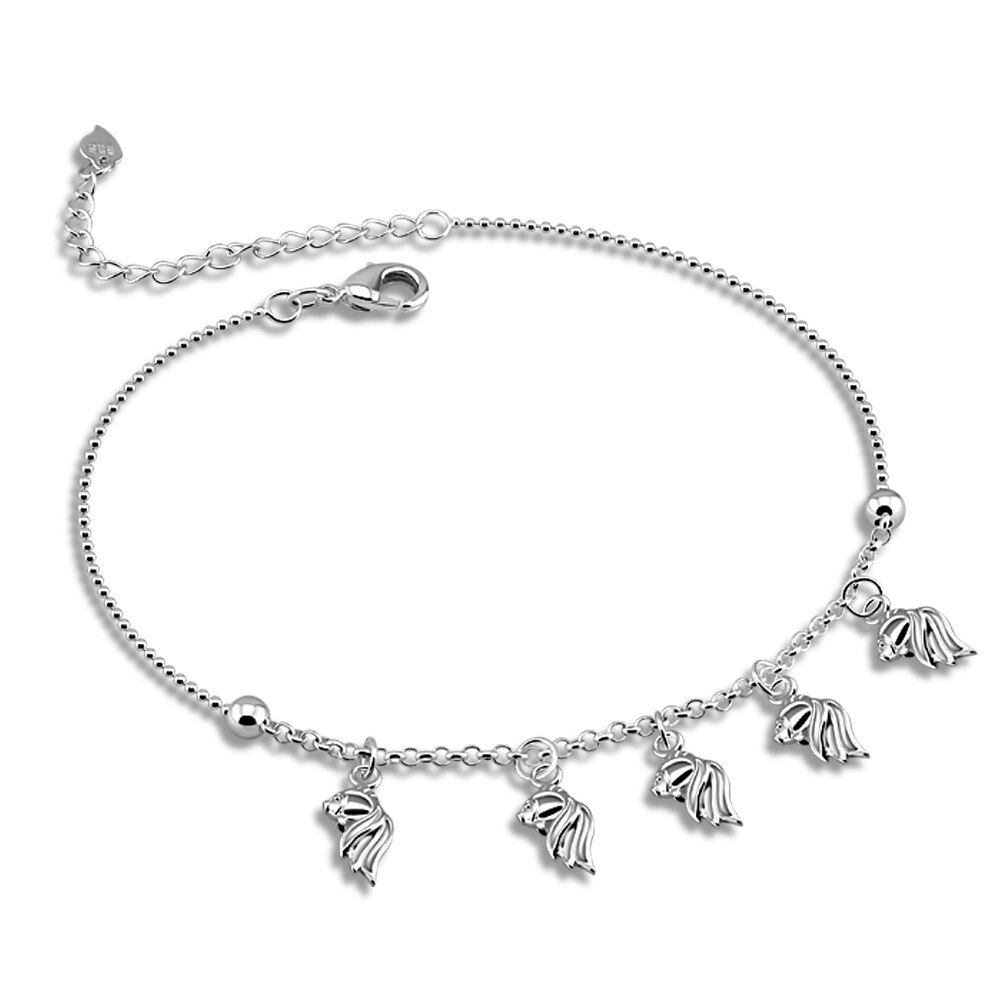 925 Sterling silber fußkettchen für Dame kreative fisch anhänger fuß Silber schmuck Solide silber 28cm ketten beste