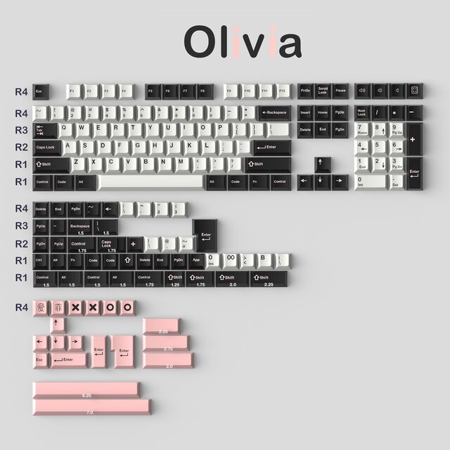 GMK Olivia/ Merlin 173 Keys DOUBLE SHOT Cherry Profile Keycaps For GMMK pro NJ68 Mechanical Gaming Keyboard: 171 key Olivia