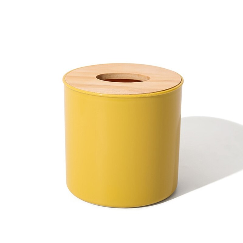 Tissue Box Roll Paper Storage Container Remote Control Storage Case: yellow Round