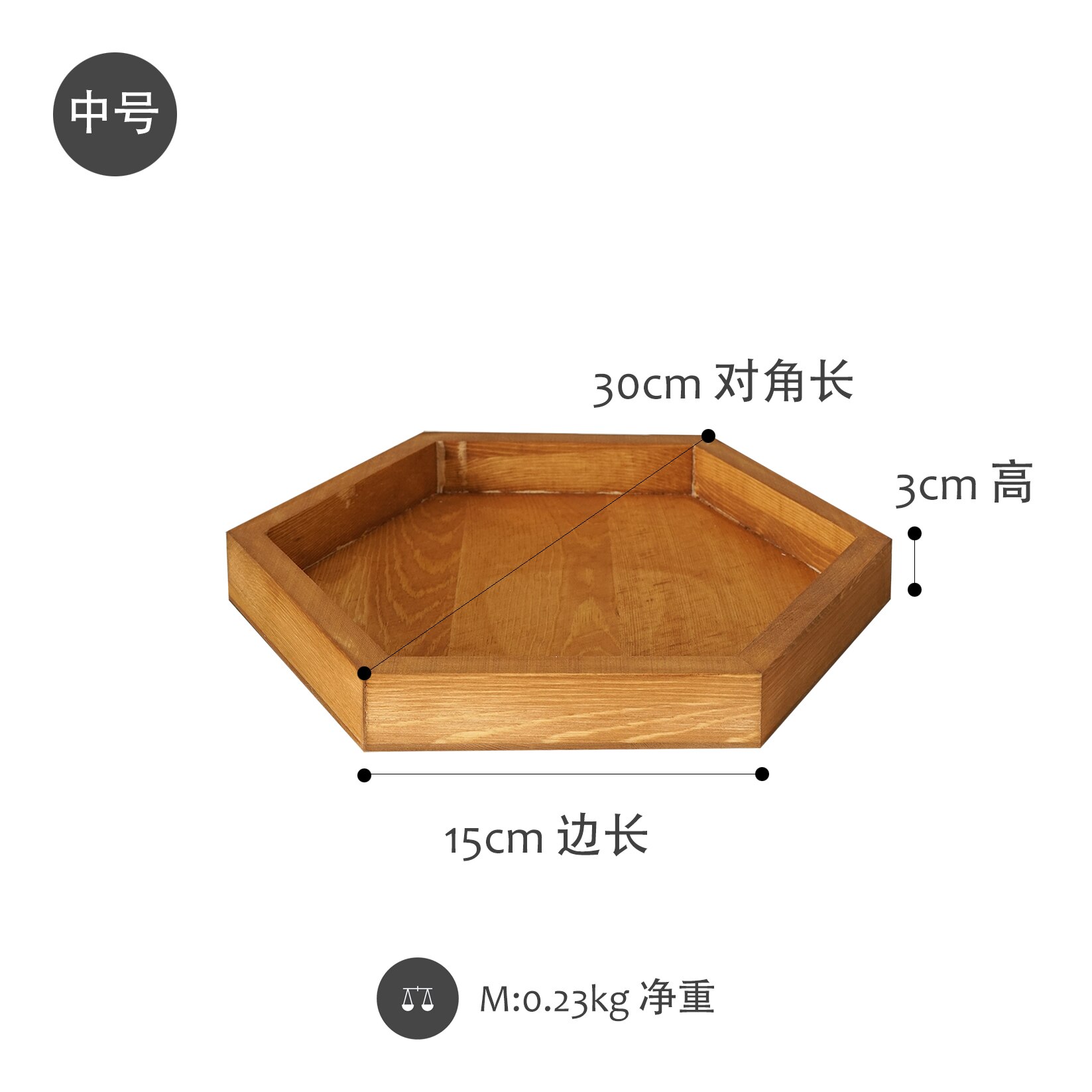 Bandeja de madera hexagonal hecha a mano de 20cm/30cm/40cm, plato de café de madera Burly, decoración de mesa, soporte de joyería para maquillaje y postres: 02--M