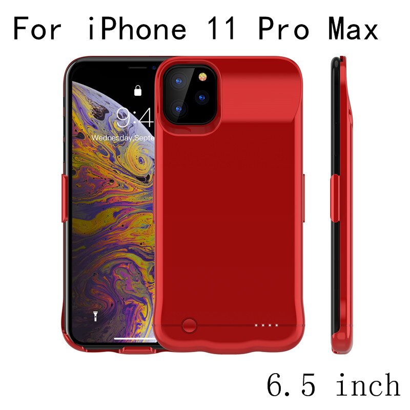 Slim Battery Charger Cases for iPhone 11 Pro Max External Power Bank Case for iPhone 11 Back clip battery Case Charging Cover: i11 ProMax-Red