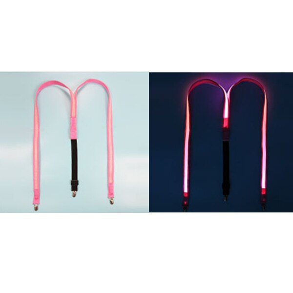 Tirantes luminosos Led para hombre, pajarita, barra de música perfecta, iluminación Led, accesorios para actuaciones y fiestas de disfraces: pink