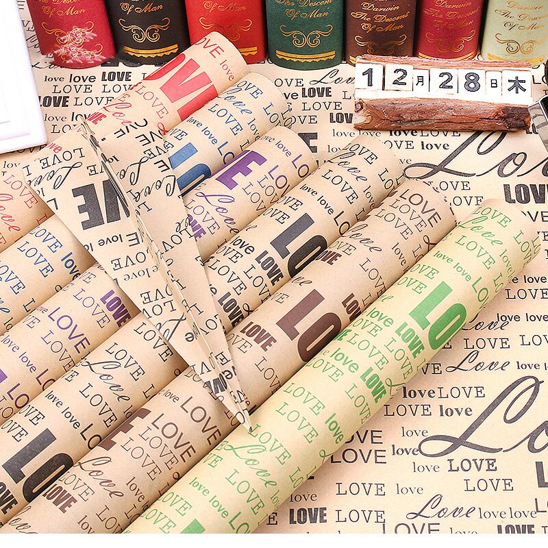 5 Teile/satz 50*70cm Vintage Kraft Verpackung Papier Bouquet Verpackung Englisch Zeitung Blume Verpackung Papier DIY Material