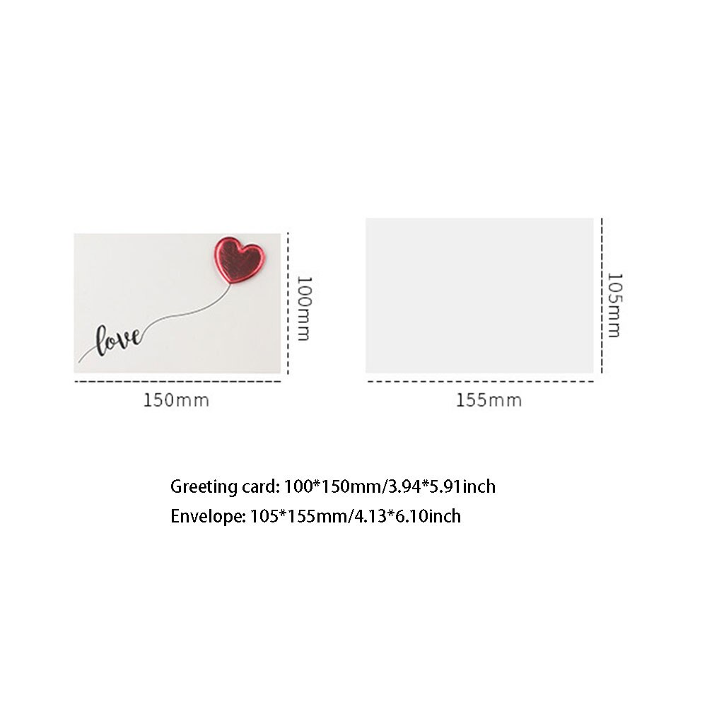 Valentines Day Solid Bronzing Red Heart Postcard Wedding Invitation Romantic Letter Blessing Gratitude Love Greeting Cards