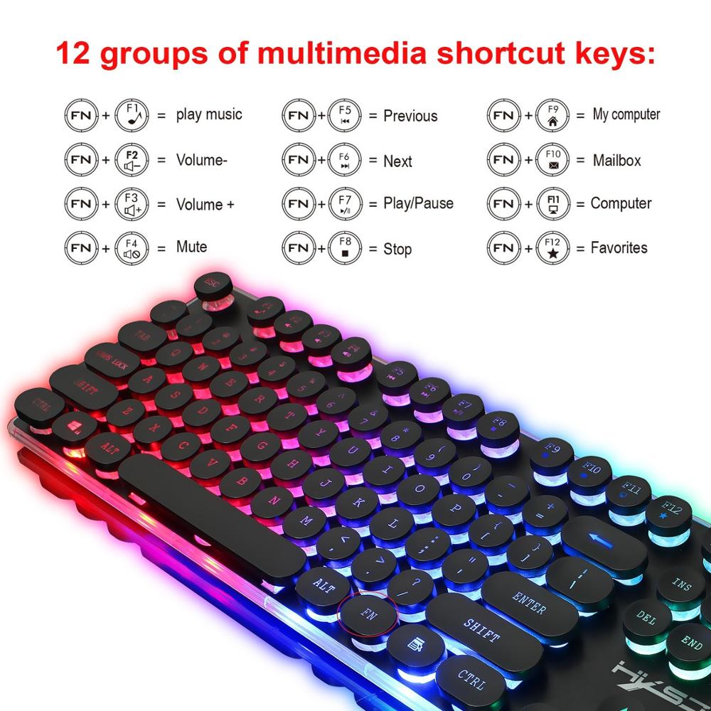 Zestaw Klawiatury i Myszy Gamingowej Erilles USB Przewodowy RGB - Wersja Rosyjska/Angielska do Laptopa/Komputera