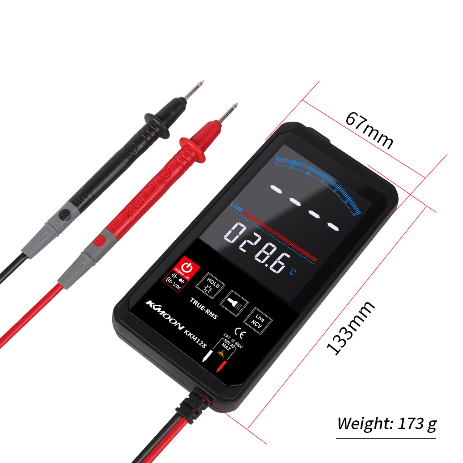Kkmoon KKM128 4.7 Inch Aanraken Kleur Scherm Ultradunne Multimeter Spanning Frequentie Capaciteit Weerstand Meter 6000 Graven