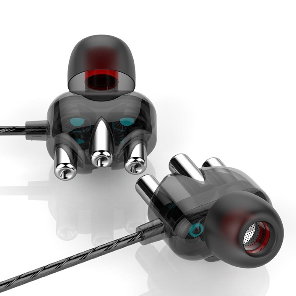 Transparent In-ear Double Moving Coil Moving Iron Earphone 3.5mm Mobile Phone Computer Universal Game Music HIFI Headset