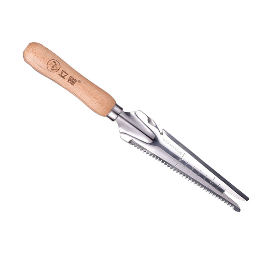 1Pc Multipurpose Root Removing Shovel Root Remover Durable Stainless Steel Weeding Sickle Manual Weeder with Wooden Handle for G