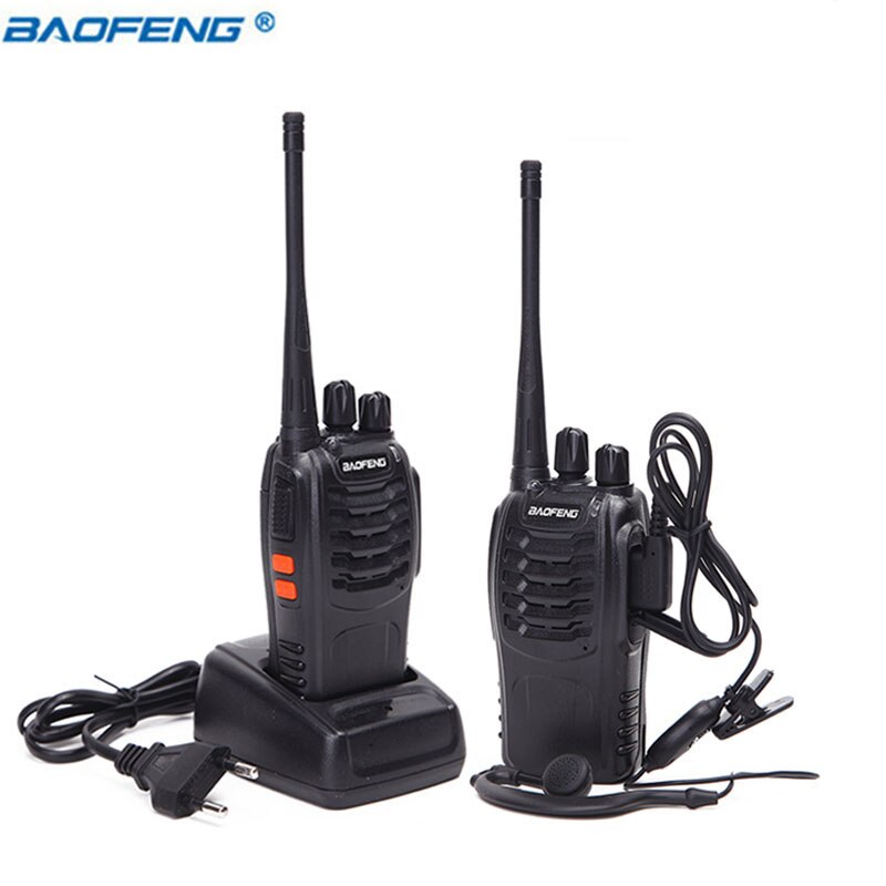 Baofeng BF-888S Walkie Talkie Uhf Twee Manier Radio BF888S Handheld Radio 888S Comunicador Zender Transceiver + 4 Headsets: 2 pcs