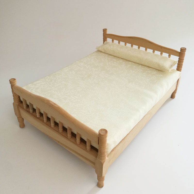 1/12 Houten Poppenhuis Bed Meubels Speelgoed Voor Poppen Ob11 Slaapkamer Accessoires Pretend Play Toysfor Meisjes: WHITE