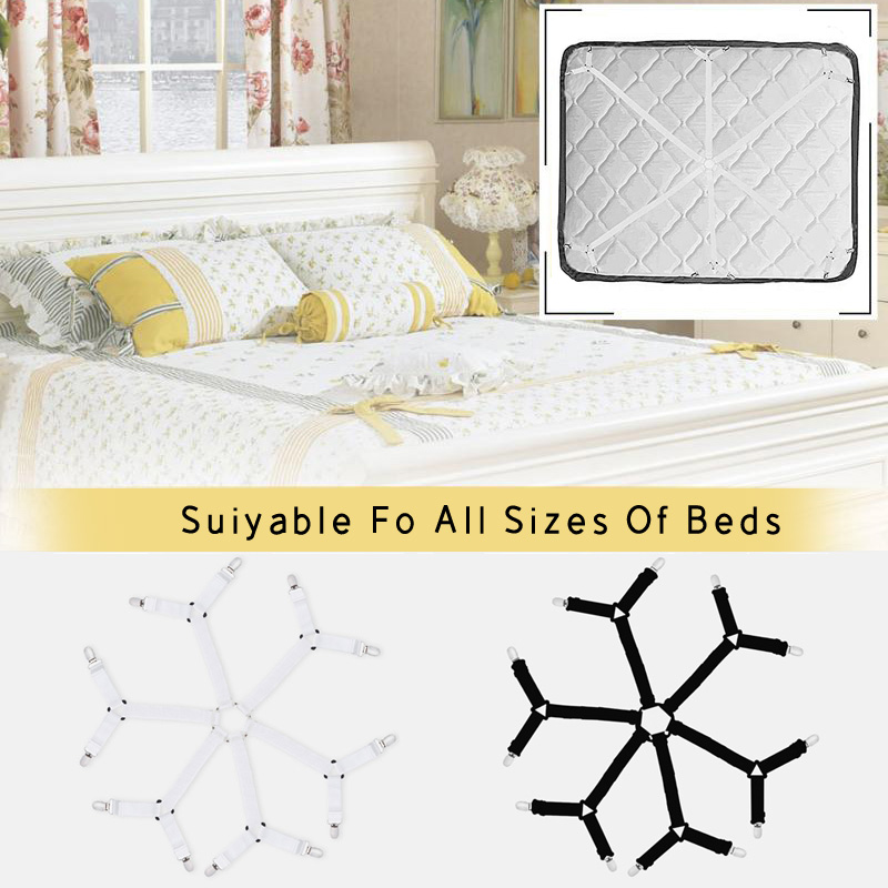 Adjustable Elastic Bed Sheet Clips Grippers Set Linen Fasteners Way Sides Suspenders Sheet Holders Mattress Strapsit Bedding
