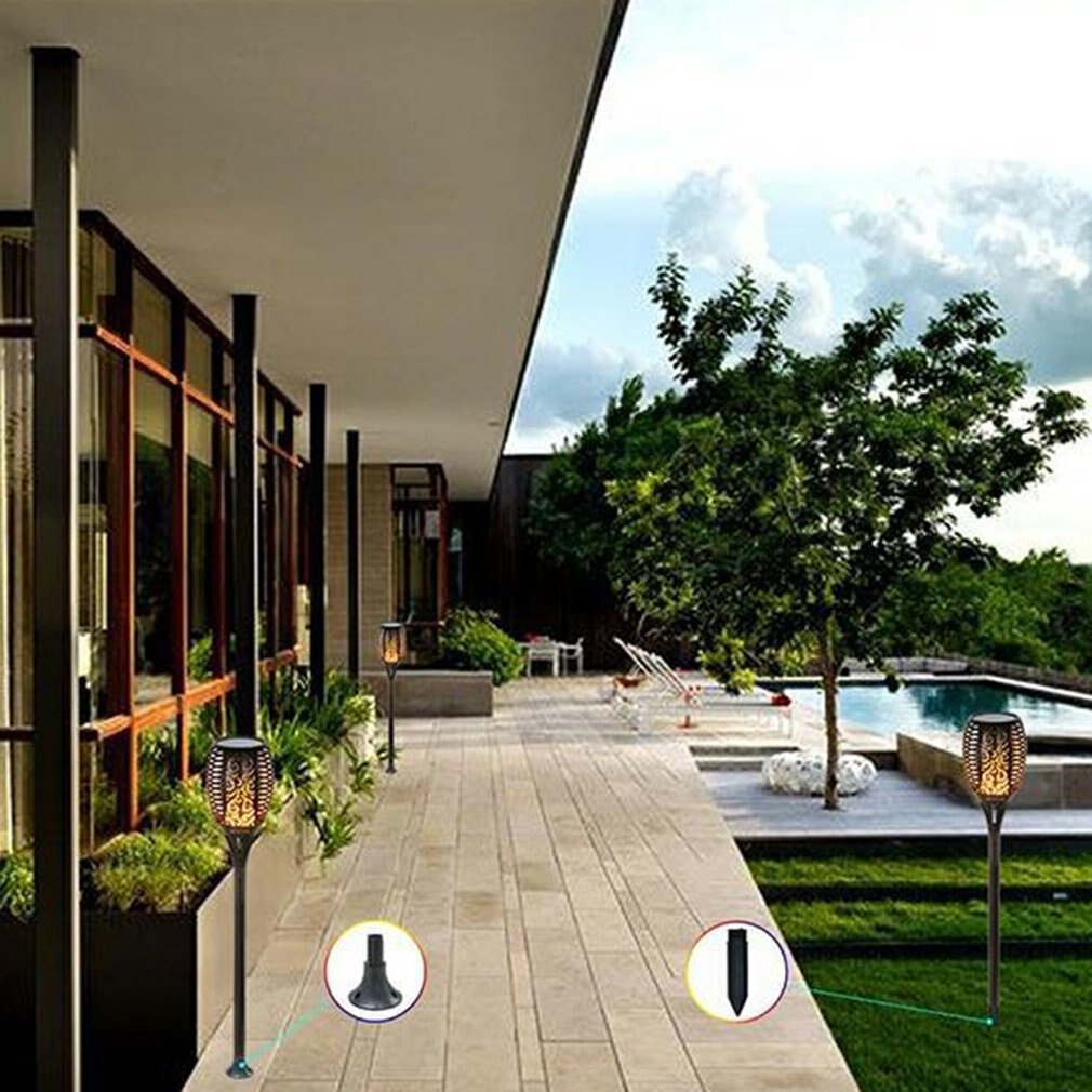 LED Solar Flame Torch Lamp Outdoor Lights Solar Garden Light Flickering Waterproof Lamp Courtyard Balcony Lawn Path Spotlight