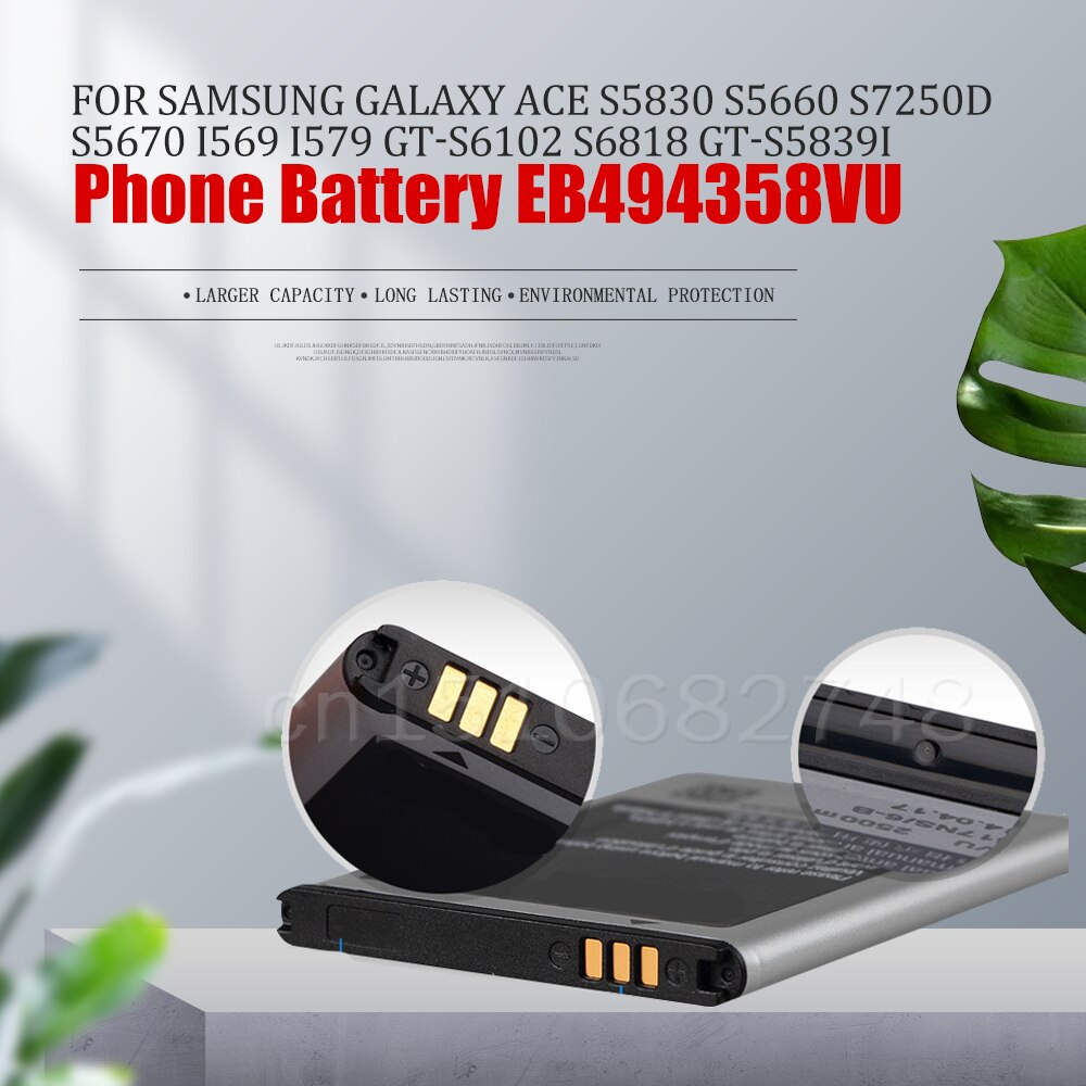 1350mAh EB494358VU de la batería del teléfono móvil para Samsung Galaxy Ace S5830 S5660 S7250D S5670 i569 I579 GT-S6102 S6818 GT-S5839i