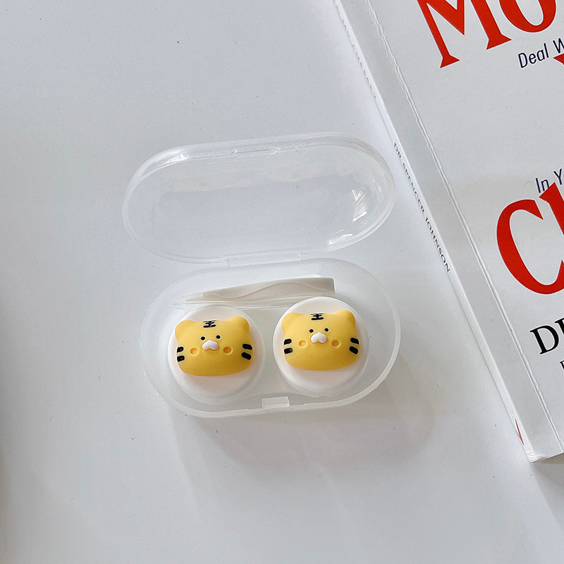 Cute Octopus Contact Lens Case Women Lovely Cartoon Colored Lenses Container Beauty Lens Storage Box Travel Set Girl: GRAY