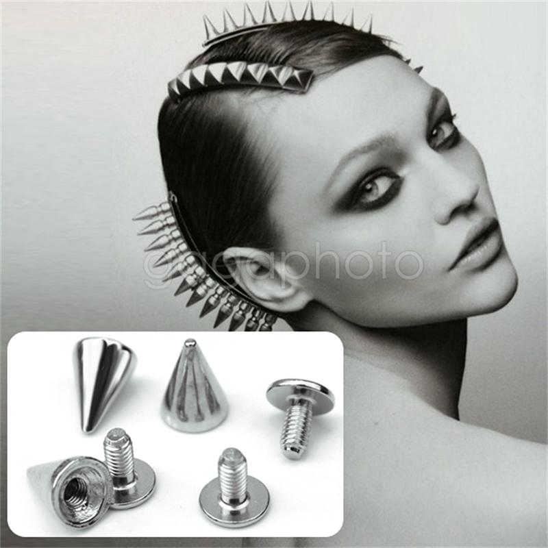 100x10mm argent taches cône vis métal goujons maroquinerie sacs Bracelet vêtements clou Rivet balle pointes