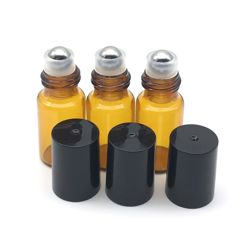 1 szt. Pusta próbka perfum 1ml 2ml 3ml 5ml 10ml rolka szklana butelka niezbędna butelka oleju rolka-na bursztynowa butelka