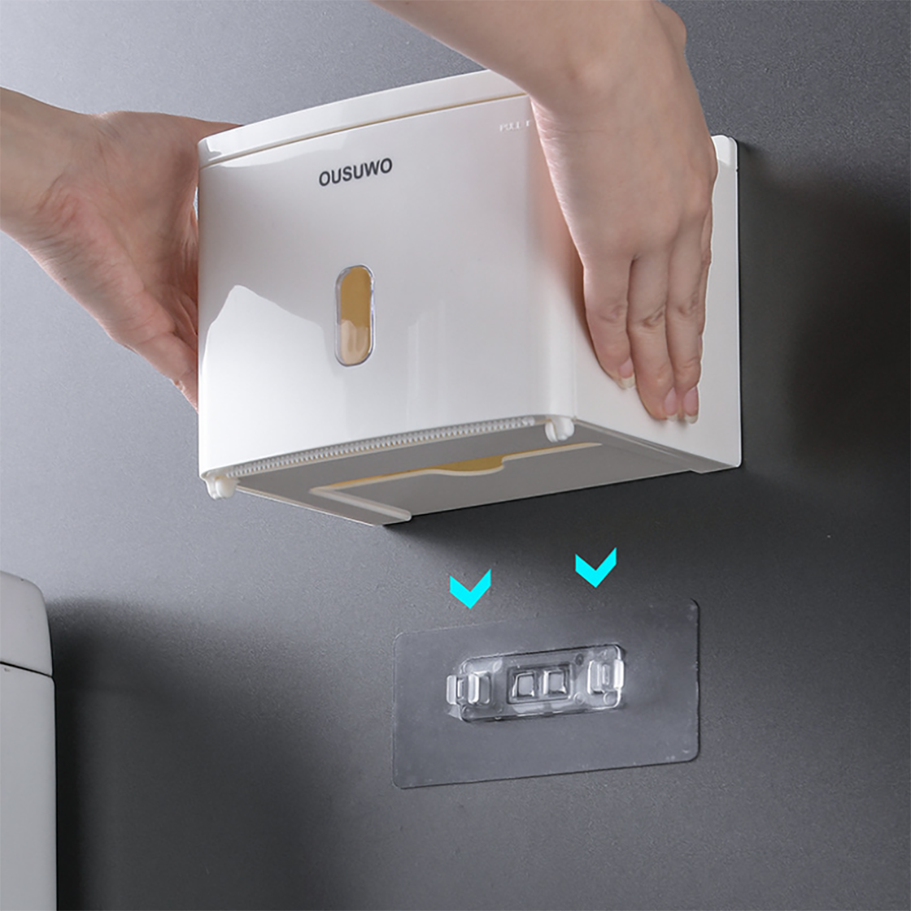 Bathroom roll holder wall-mounted toilet paper holder plastic dispenser multifunctional tissue box