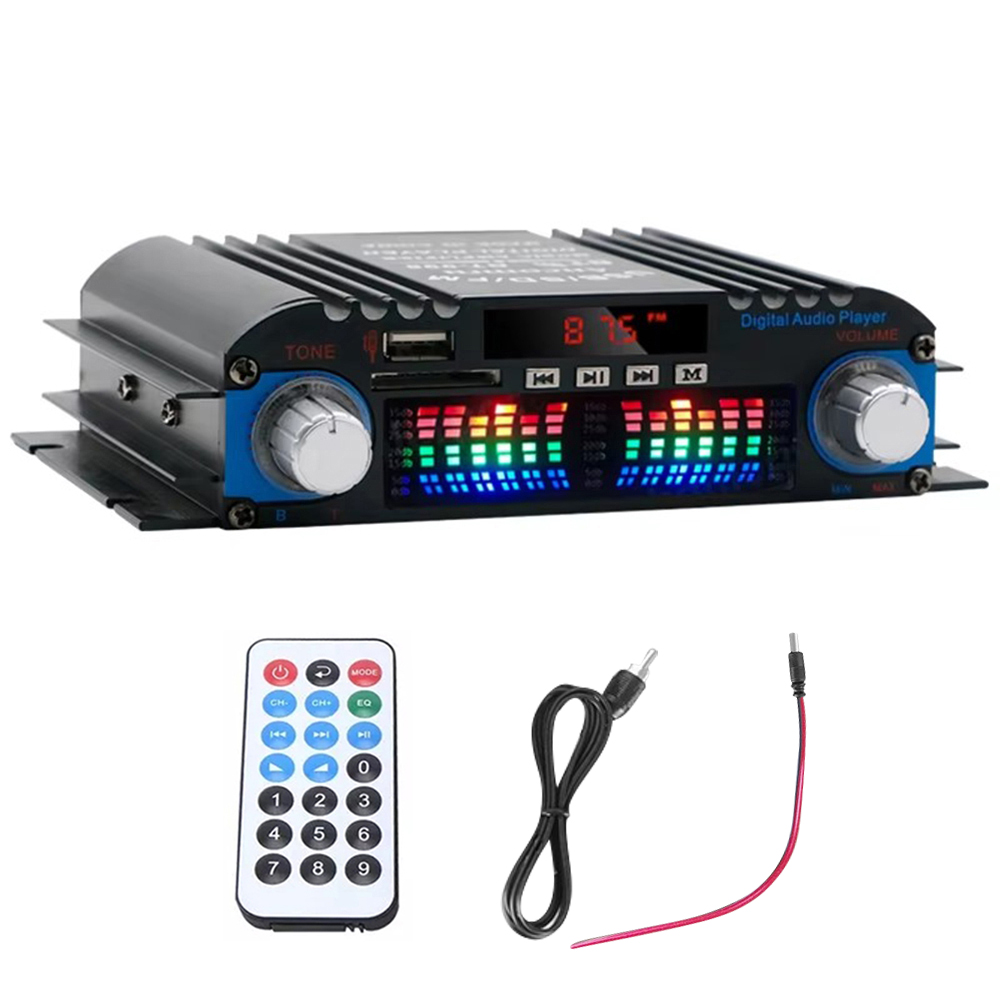 1600W Peak Power HiFi Sound Amplifier Digital 4 Channel Audio Amplifier Bluetooth Karaoke Player FM Radio Support Remote Control: Khaki
