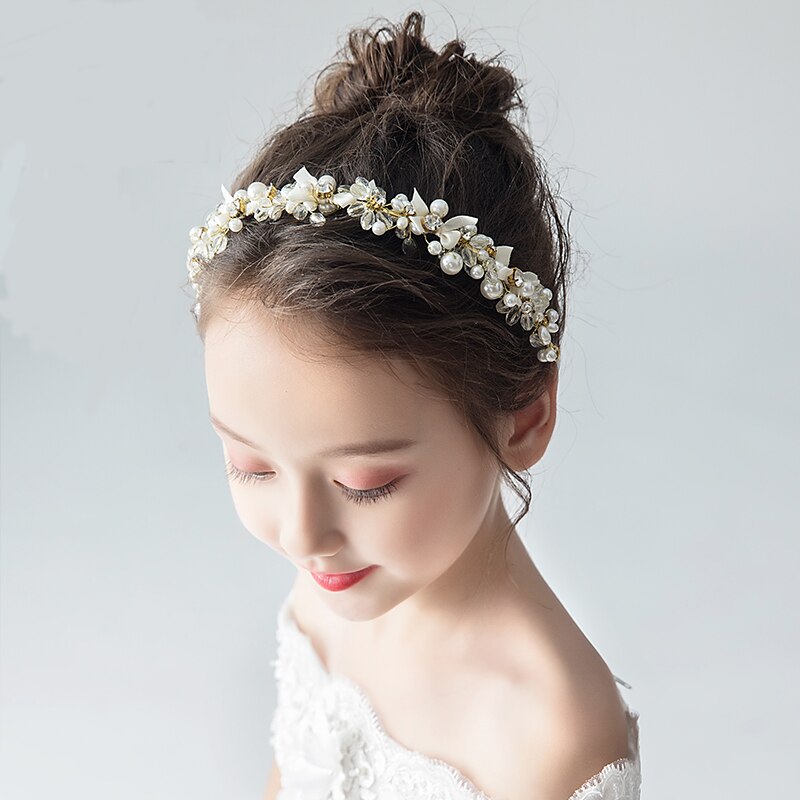 Children's headdress head flower headband Princess Pearl Wreath girl hair accessories Korean ladies wild headband performance je