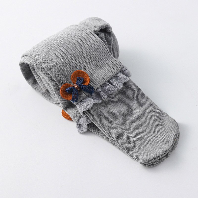 Schattige Baby Meisje Panty Kant Bloem Bows Prinses Meisjes Panty Zachte Katoenen Baby Kinderen Kids Panty Panty Winter Herfst: gray / 1-2 Years
